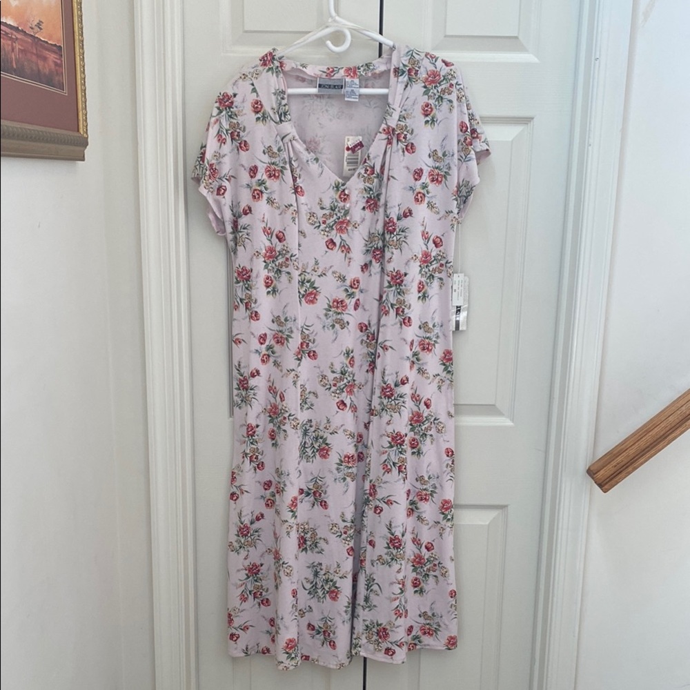 Pink Floral V-Neck Sundress Short Sleeve